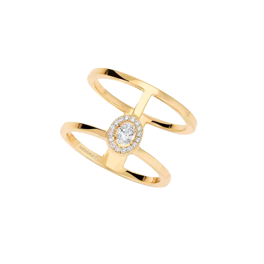 Glam'Azone 2 Rangs Bague Diamant Or Jaune
