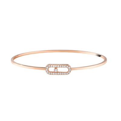 Pink Gold Diamond Bracelet Move Uno Pavé Flex Bangle