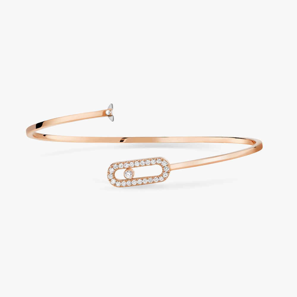 Pink Gold Diamond Bracelet Move Uno Pavé Flex Bangle