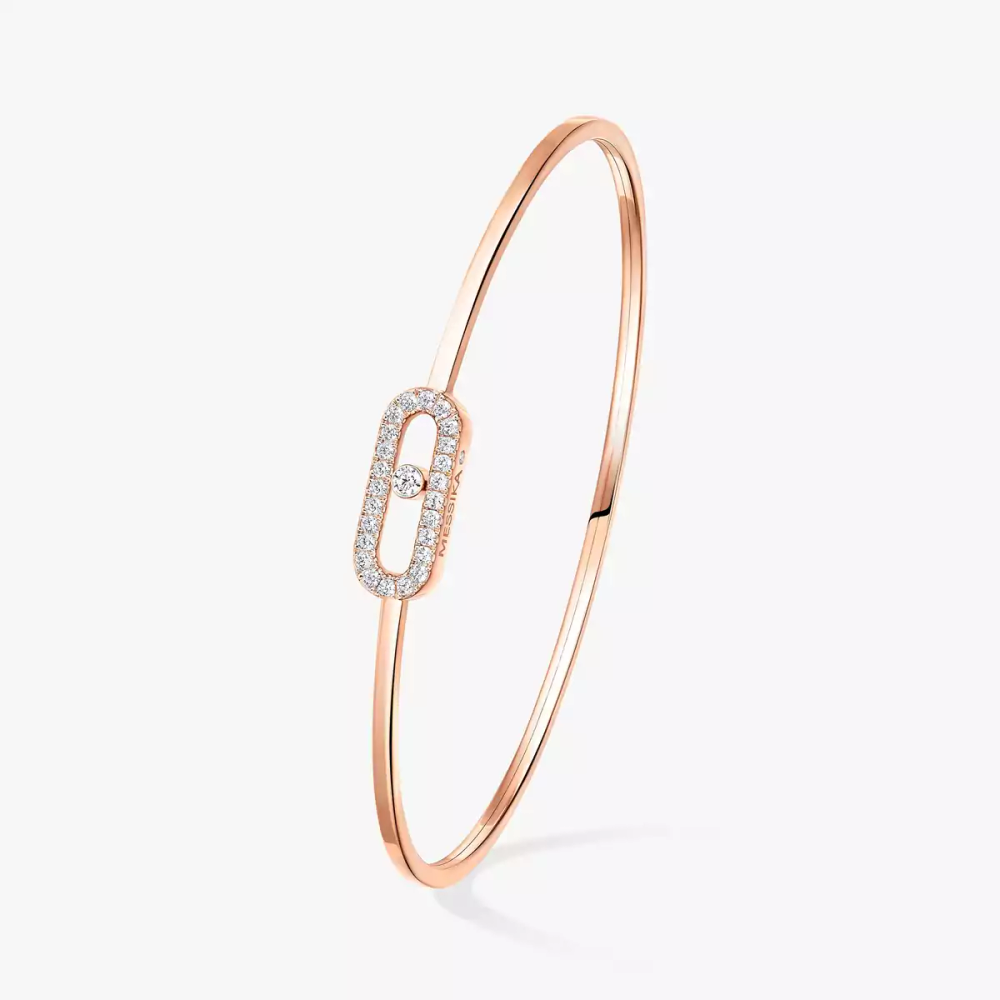 Move Uno Pavé Flex Bangle Pink Gold Diamond Bracelet