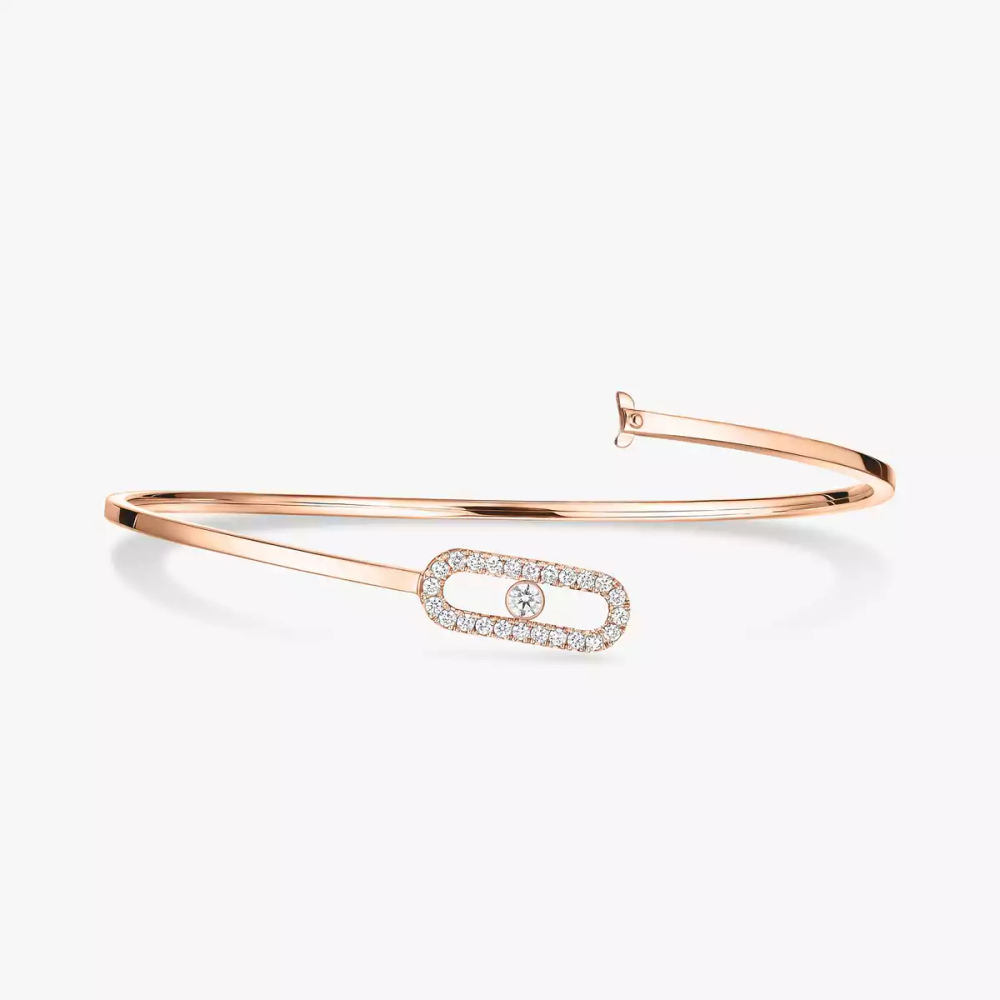 Move Uno Pavé Flex Bangle Pink Gold Diamond Bracelet