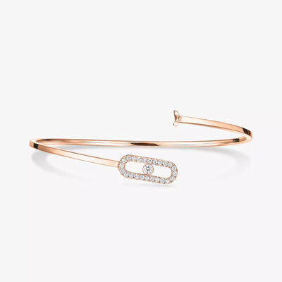 Move Uno Pavé Flex Bangle Pink Gold Diamond Bracelet