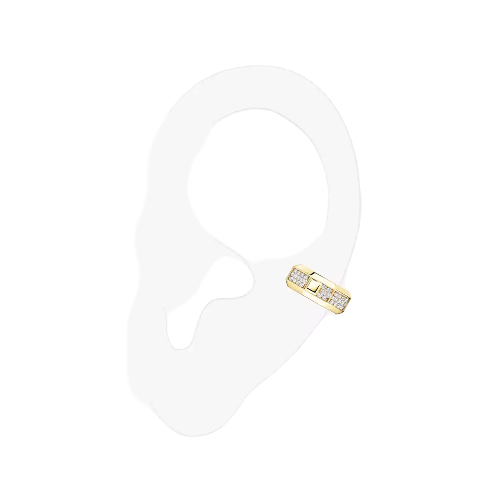 Mono clip milieu pavé Moderniste Boucles d'oreilles Diamant Or Jaune