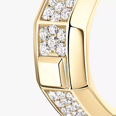 Mono clip milieu pavé Moderniste Boucles d'oreilles Diamant Or Jaune