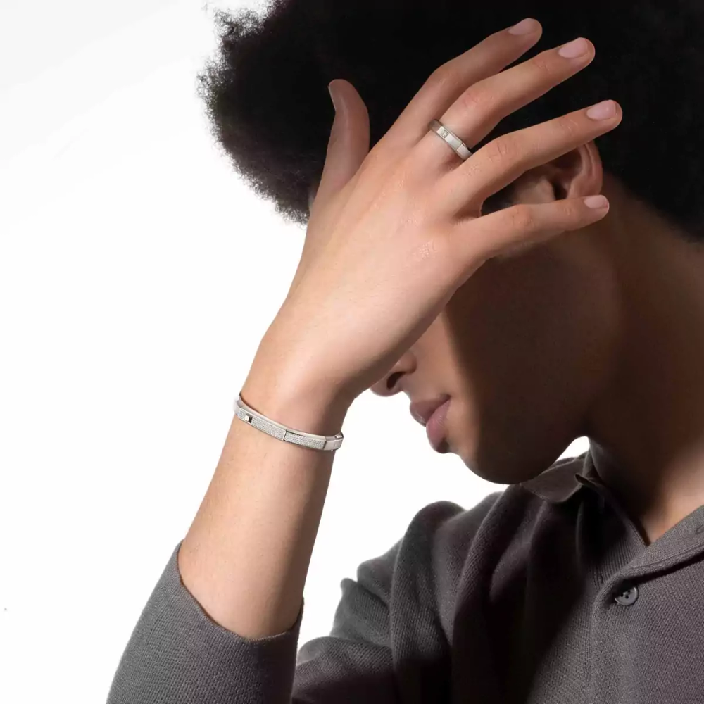 Bague brossée Moderniste MM Bague Diamant Or Blanc