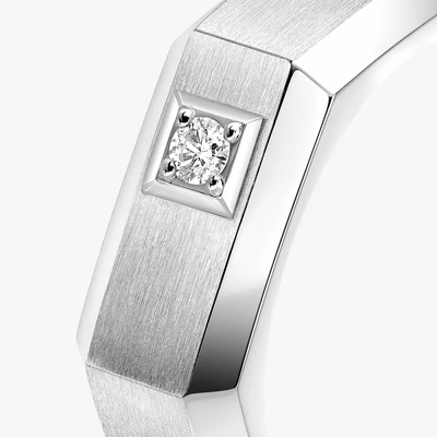 Bague brossée Moderniste MM Bague Diamant Or Blanc