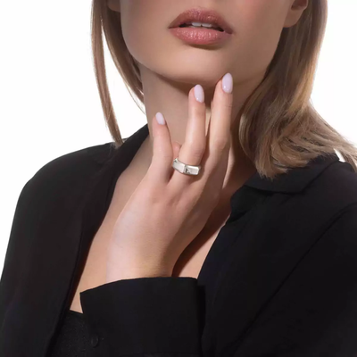 Bague brossée Moderniste MM Bague Diamant Or Blanc