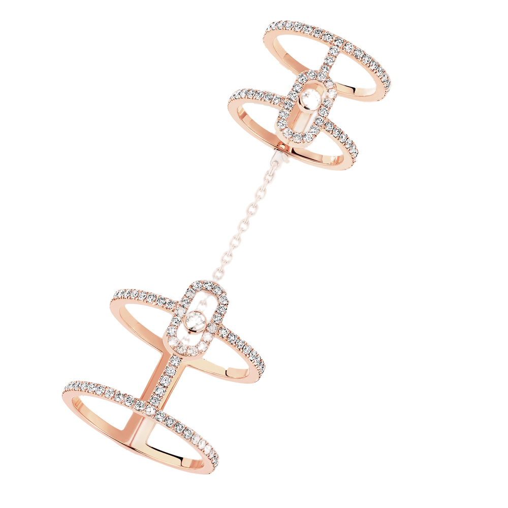 Move Uno Double Bague Diamant Or Rose