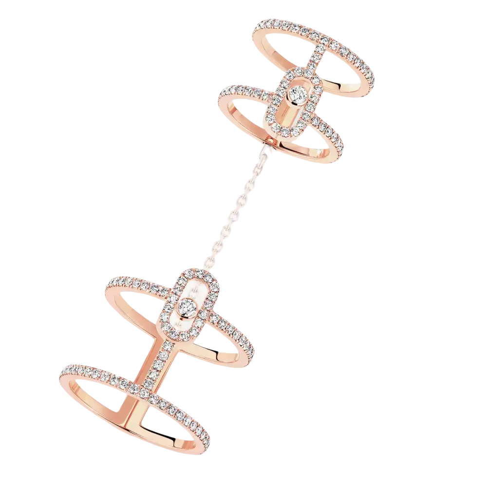 Move Uno Double Bague Diamant Or Rose