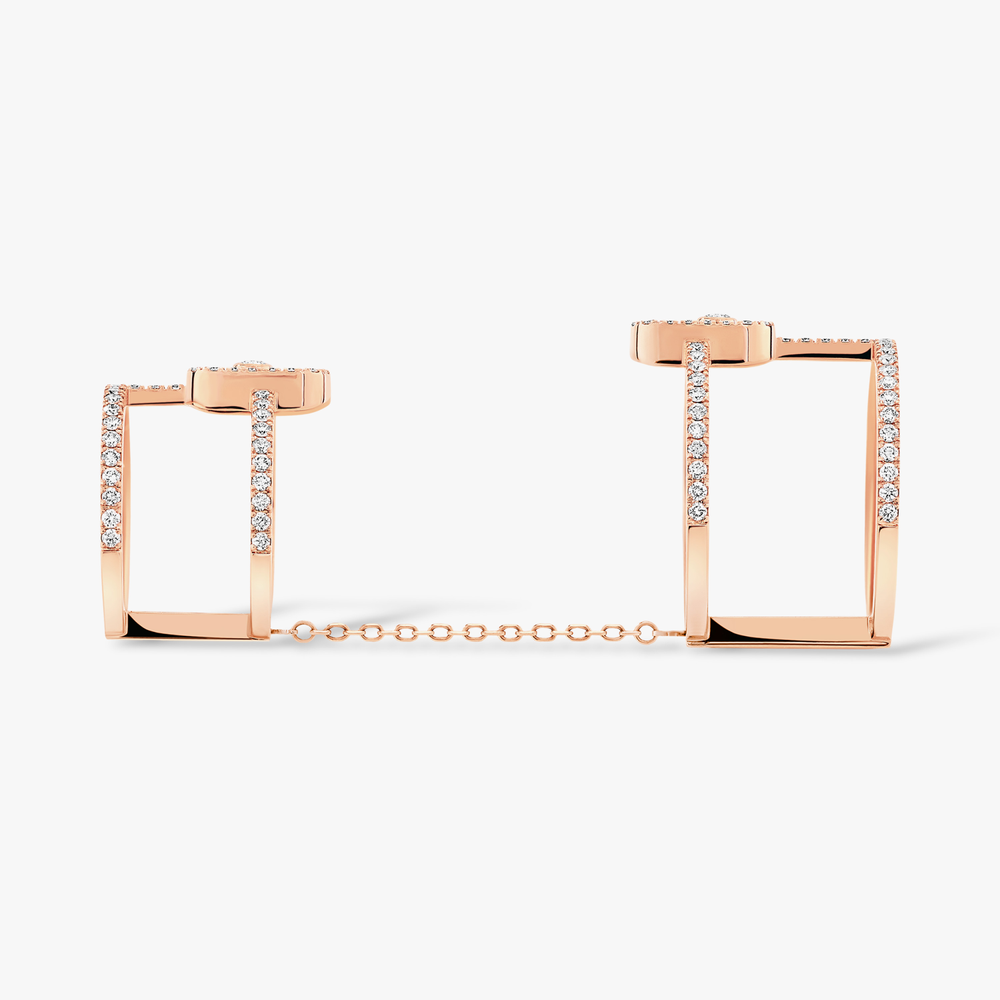 Move Uno Double Bague Diamant Or Rose