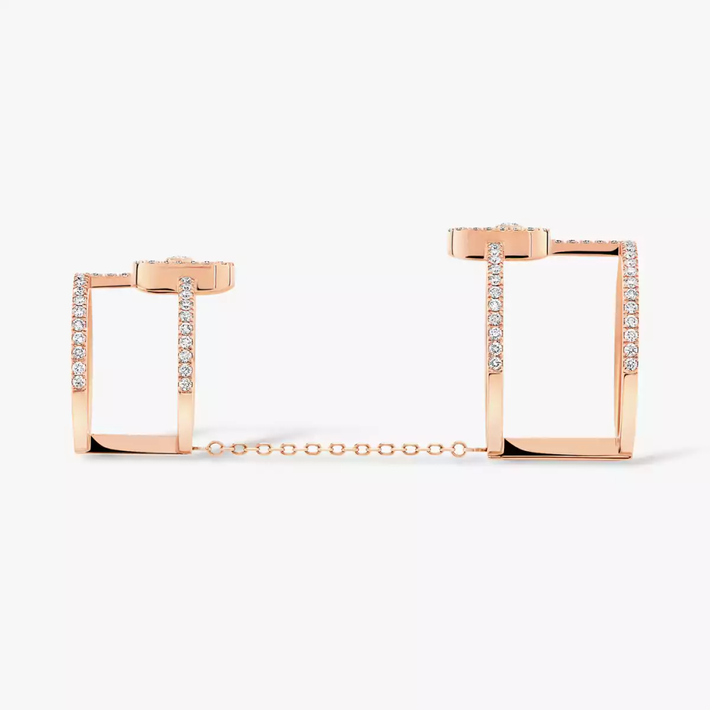 Move Uno Double Bague Diamant Or Rose