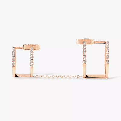 Move Uno Double Bague Diamant Or Rose