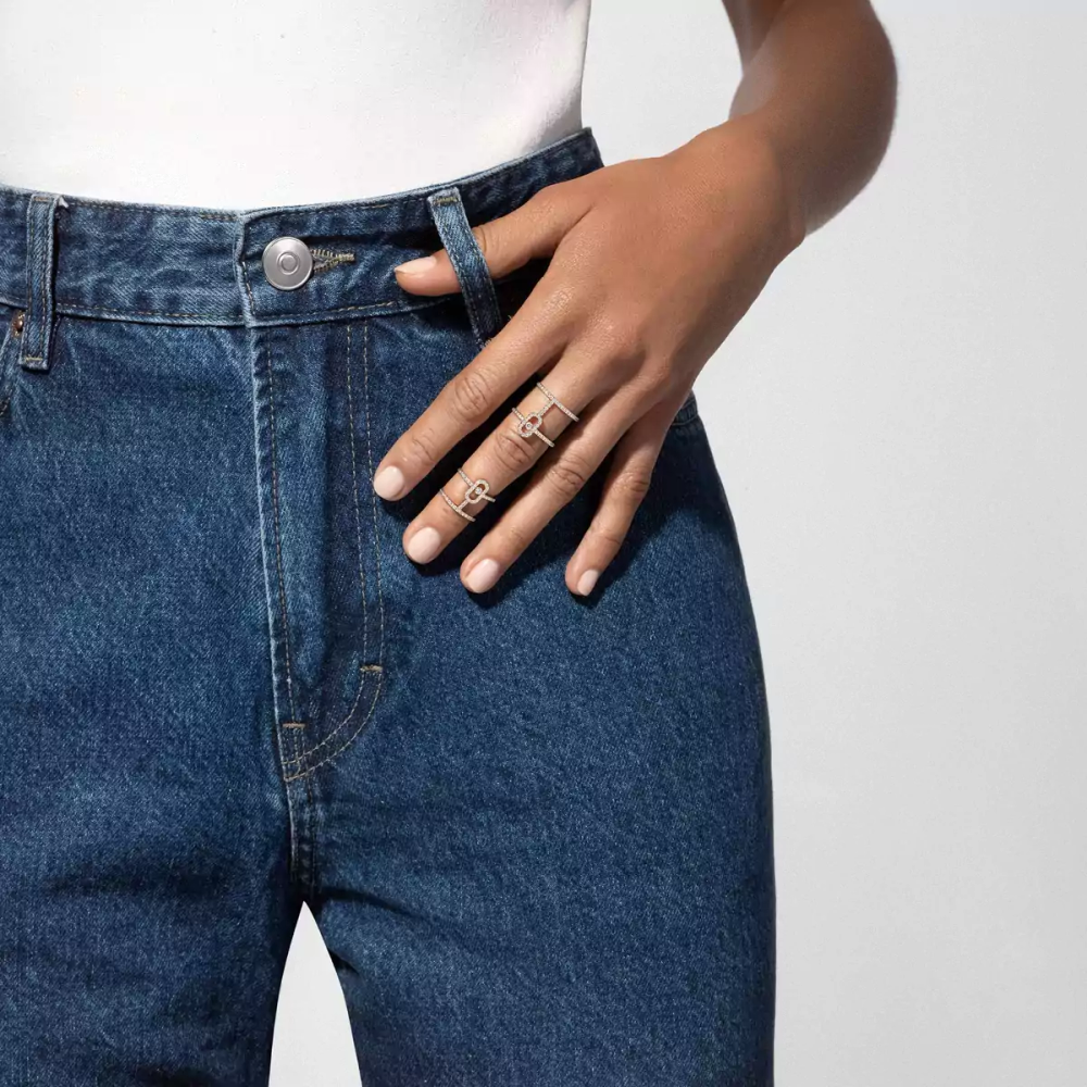 Move Uno Double Pink Gold Diamond Ring