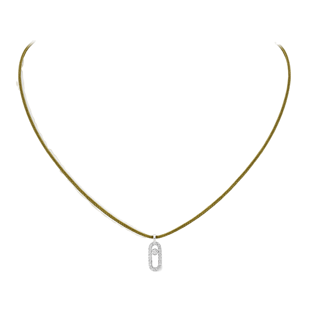 Messika CARE(S) Khaki Cord Pavé Necklace White Gold Diamond Necklace