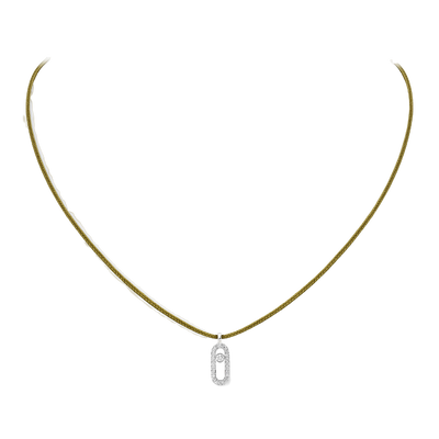 Messika CARE(S) Khaki Cord Pavé Necklace White Gold Diamond Necklace