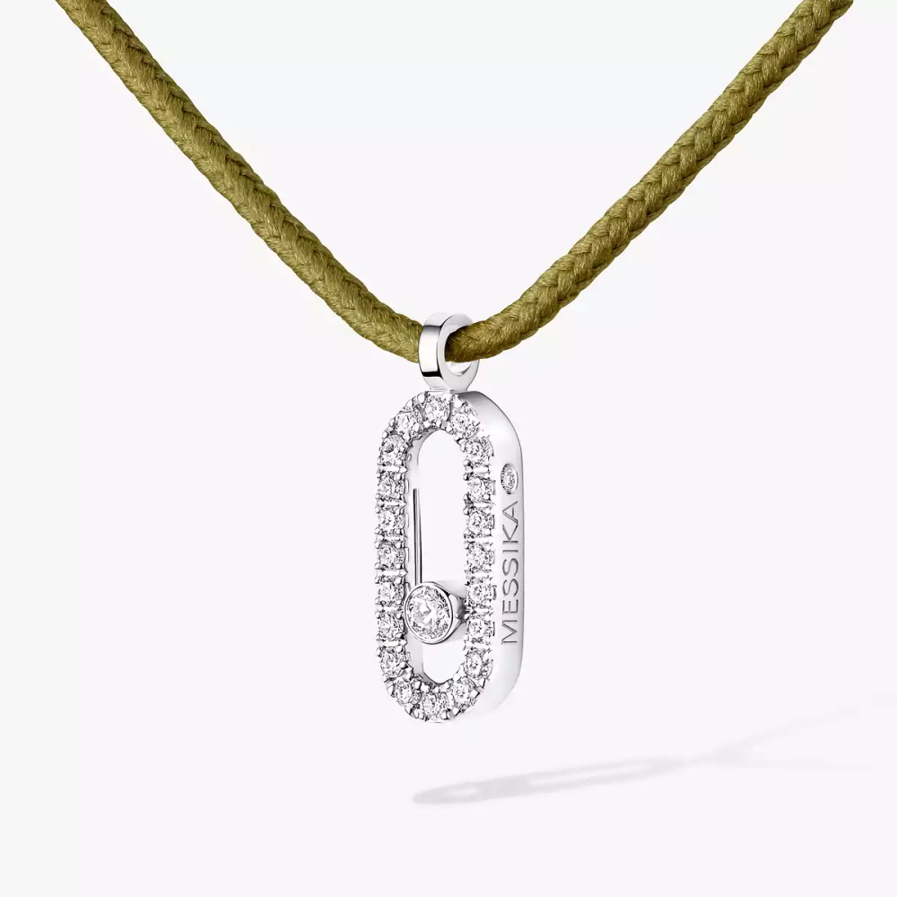 Cordon Messika CARE(S) Kaki Pavé Collier Diamant Or Blanc
