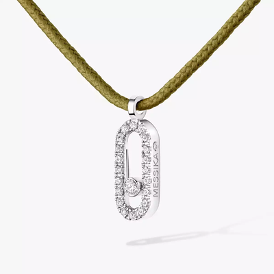 Cordon Messika CARE(S) Kaki Pavé Collier Diamant Or Blanc