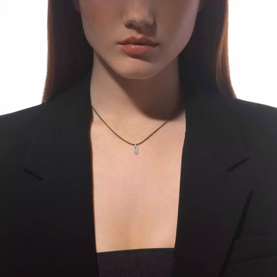 Cordon Messika CARE(S) Kaki Pavé Collier Diamant Or Blanc