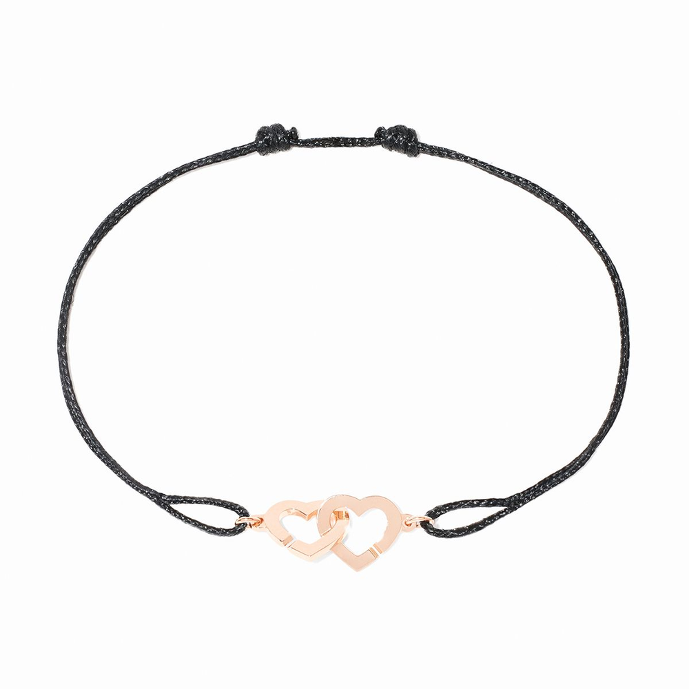 Bracelet Sur Cordon Double Cœurs Petit Modèle