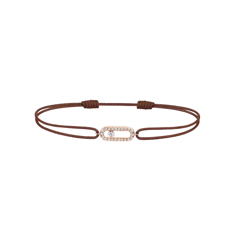 Cordon Move Uno Chocolat Bracelet Diamant Or Rose