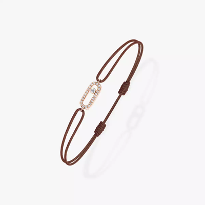 Cordon Move Uno Chocolat Bracelet Diamant Or Rose