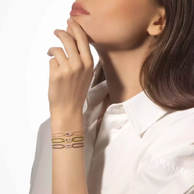 Cordon Move Uno Chocolat Bracelet Diamant Or Rose