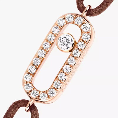 Cordon Move Uno Chocolat Bracelet Diamant Or Rose