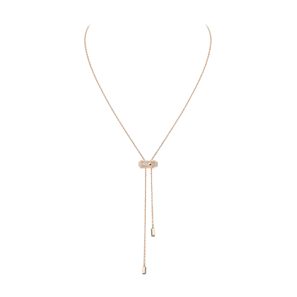 Collier cravate Moderniste Collier Diamant Or Rose