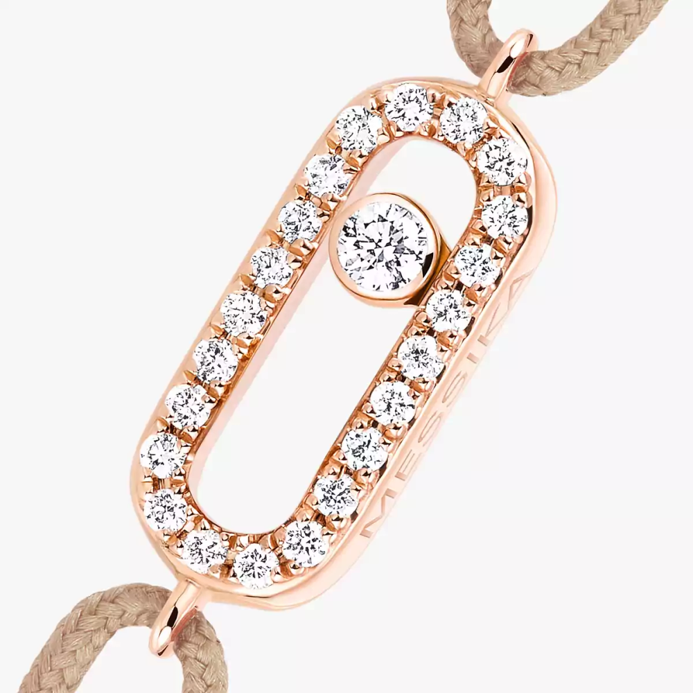 Cordon Move Uno Beige Bracelet Diamant Or Rose