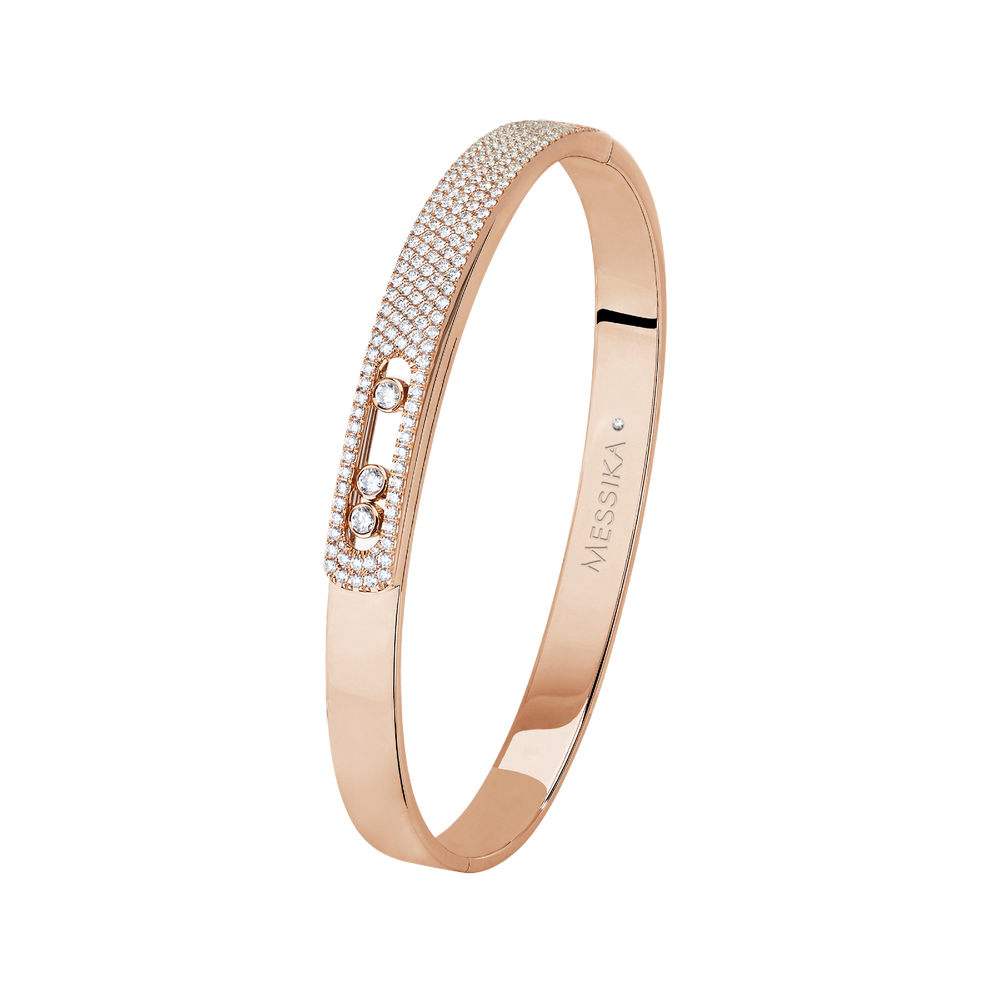 Pink Gold Diamond Bracelet Move Noa MM Pavé Bangle Large Size