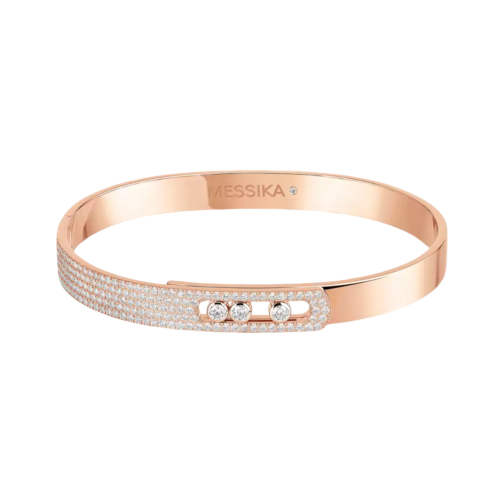 Bangle Move Noa Semi Pavé Grandes Tailles Bracelet Diamant Or Rose