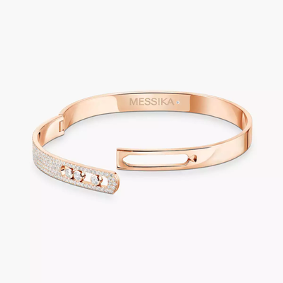 Bangle Move Noa Semi Pavé Grandes Tailles Bracelet Diamant Or Rose