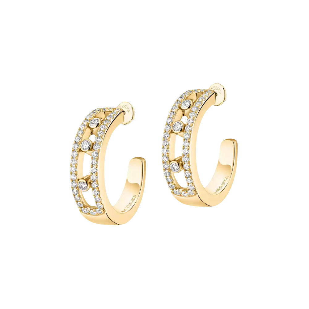 Move Pavé Hoop Yellow Gold Diamond Earrings