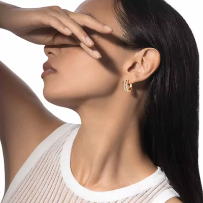 Move Pavé Hoop Yellow Gold Diamond Earrings