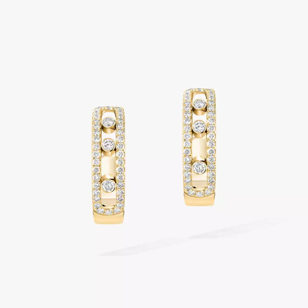 Move Pavé Hoop Yellow Gold Diamond Earrings