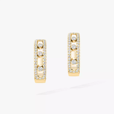 Move Pavé Hoop Yellow Gold Diamond Earrings