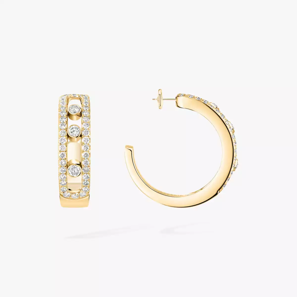 Move Pavé Hoop Yellow Gold Diamond Earrings