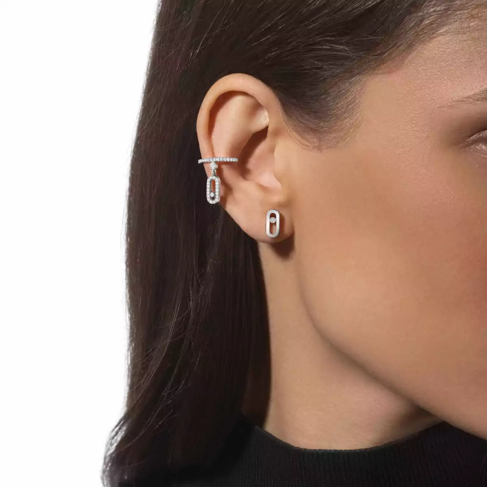 Gold Move Uno Stud Earrings White Gold Diamond Earrings