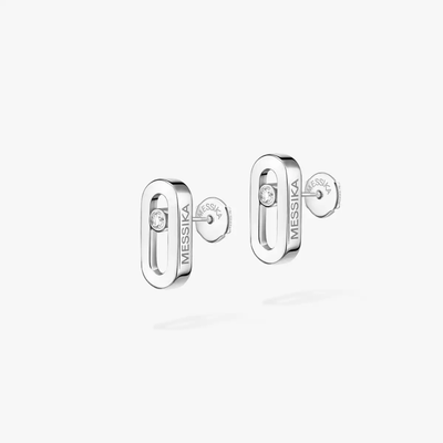Gold Move Uno Stud Earrings White Gold Diamond Earrings