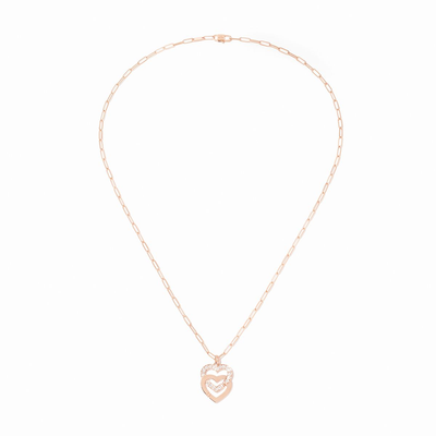 Pendentif Sur Chaîne Double Coeurs Très Grand Modèle
