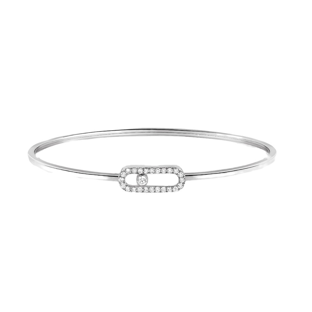 Move Uno Pavé Flex Bangle MM White Gold Diamond Bracelet