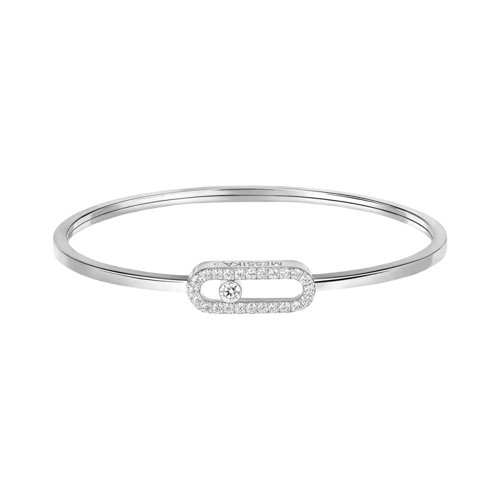Move Uno Pavé Flex Bangle MM White Gold Diamond Bracelet