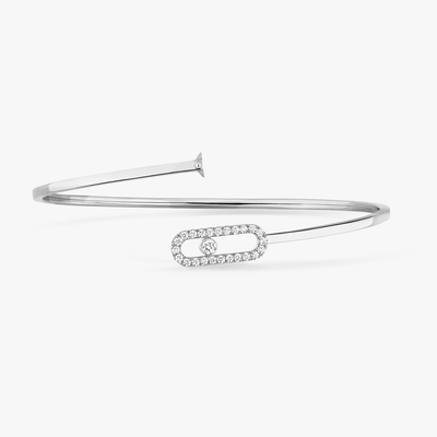 Move Uno Pavé Flex Bangle MM White Gold Diamond Bracelet