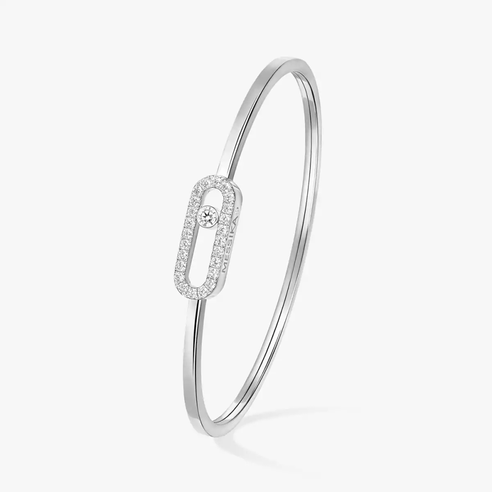 Move Uno Pavé Flex Bangle MM White Gold Diamond Bracelet