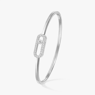 Move Uno Pavé Flex Bangle MM White Gold Diamond Bracelet