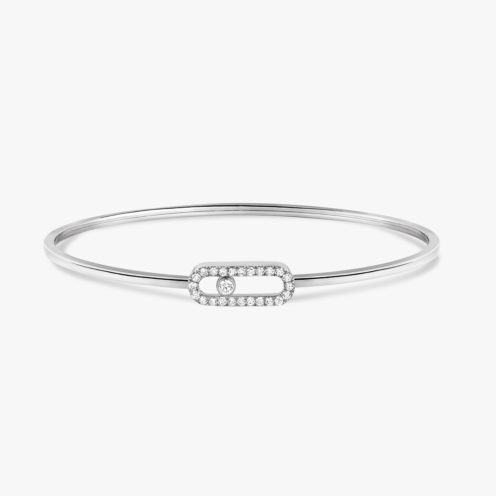 Move Uno Pavé Flex Bangle MM White Gold Diamond Bracelet