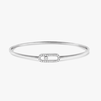 Move Uno Pavé Flex Bangle MM White Gold Diamond Bracelet