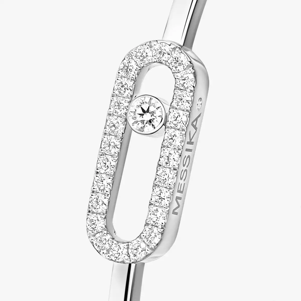 Move Uno Pavé Flex Bangle MM White Gold Diamond Bracelet