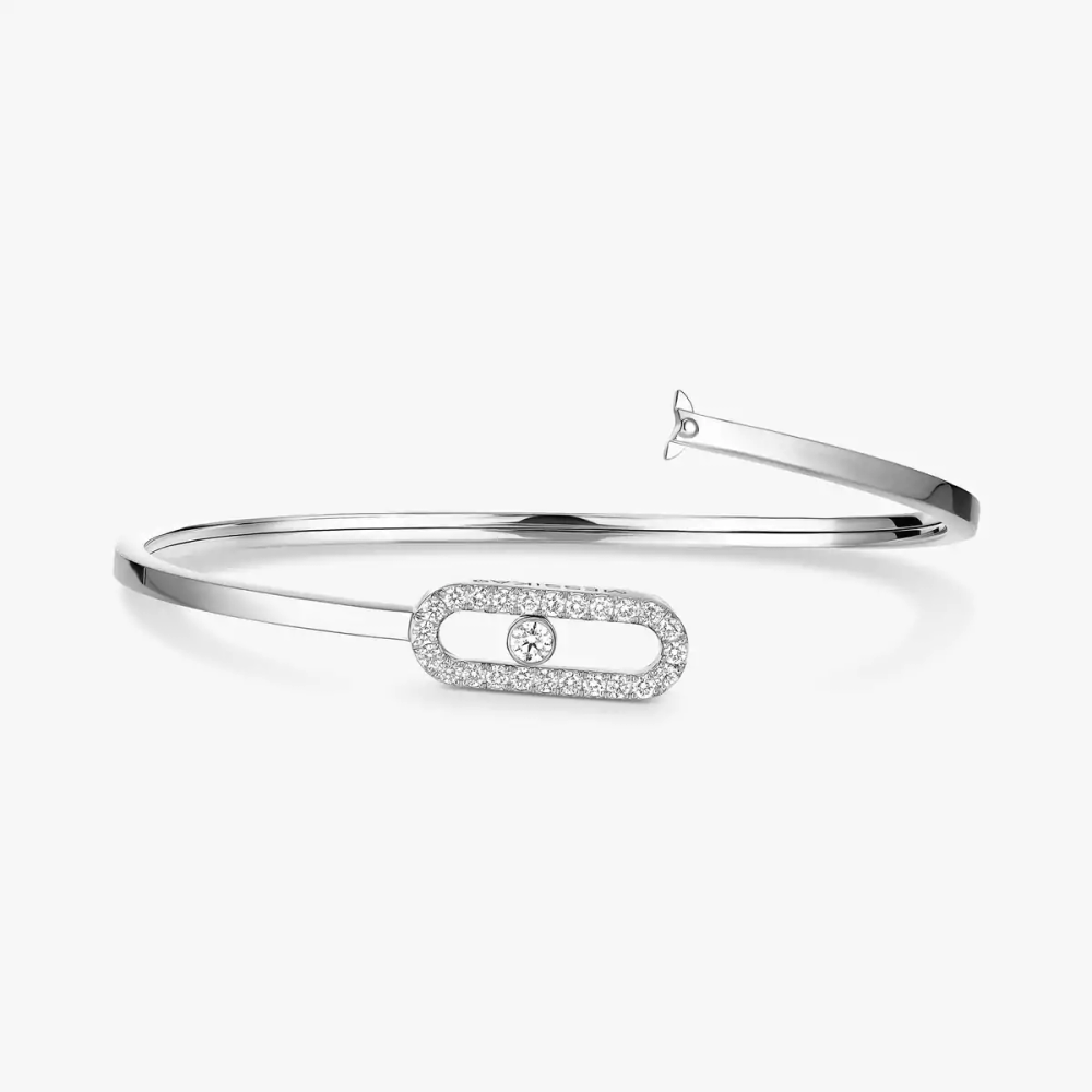 Jonc Flex Move Uno Pavé MM Bracelet Diamant Or Blanc
