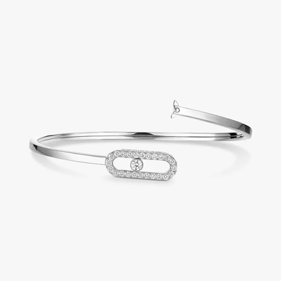 Move Uno Pavé Flex Bangle MM White Gold Diamond Bracelet